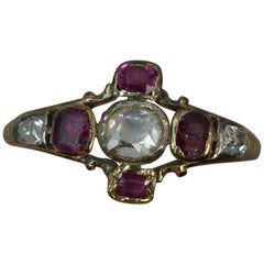 Georgian 18 Carat Gold Table Cut Diamond Ruby Ring