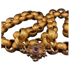 Georgian 18 Karat Gold Chain Amethyst Set Clasp, Circa 1790