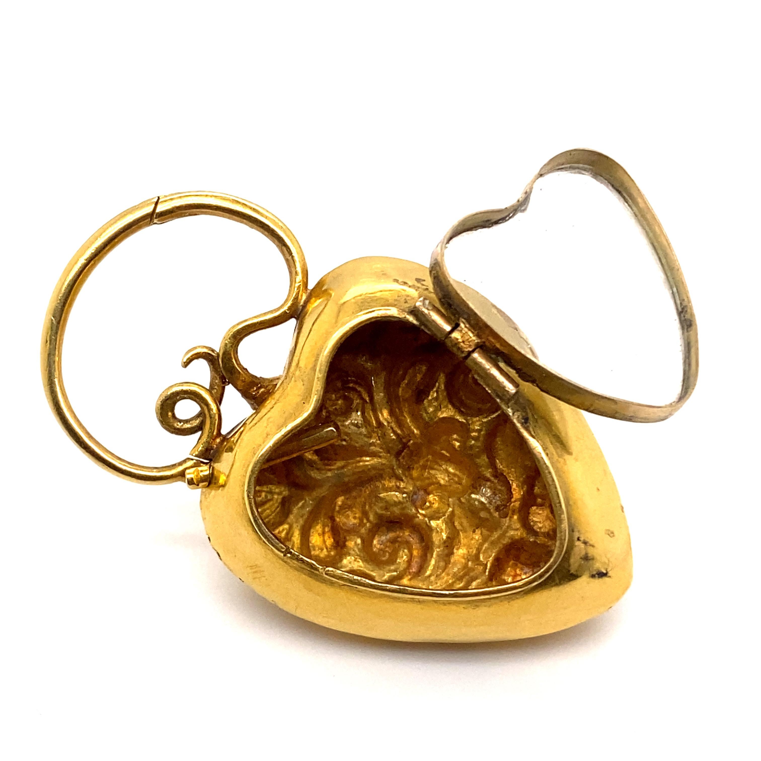 Women's or Men's Georgian 18 Karat Gold Heart Shaped Locket Pendant with Snake Motif