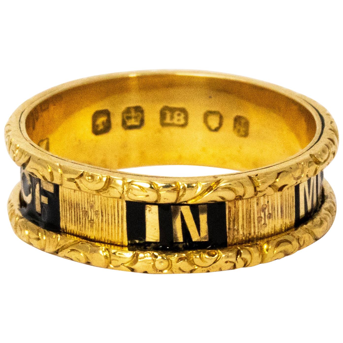 Georgian 18 Karat Yellow Gold "In Memory Of" Mourning Ring