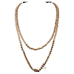 Georgian 18 KT Gold Muff Chain Turquoise Barrel Clasp 1800 ca