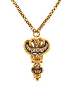 GEORGIAN 1800 Antique Necklace Earrings Set In 18Kt Gold With 11.84 Ctw Diamonds