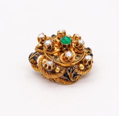 Georgian 1820 Antique Convertible Brooch 18kt Gold 5.54 Ctw in Diamonds Emerald