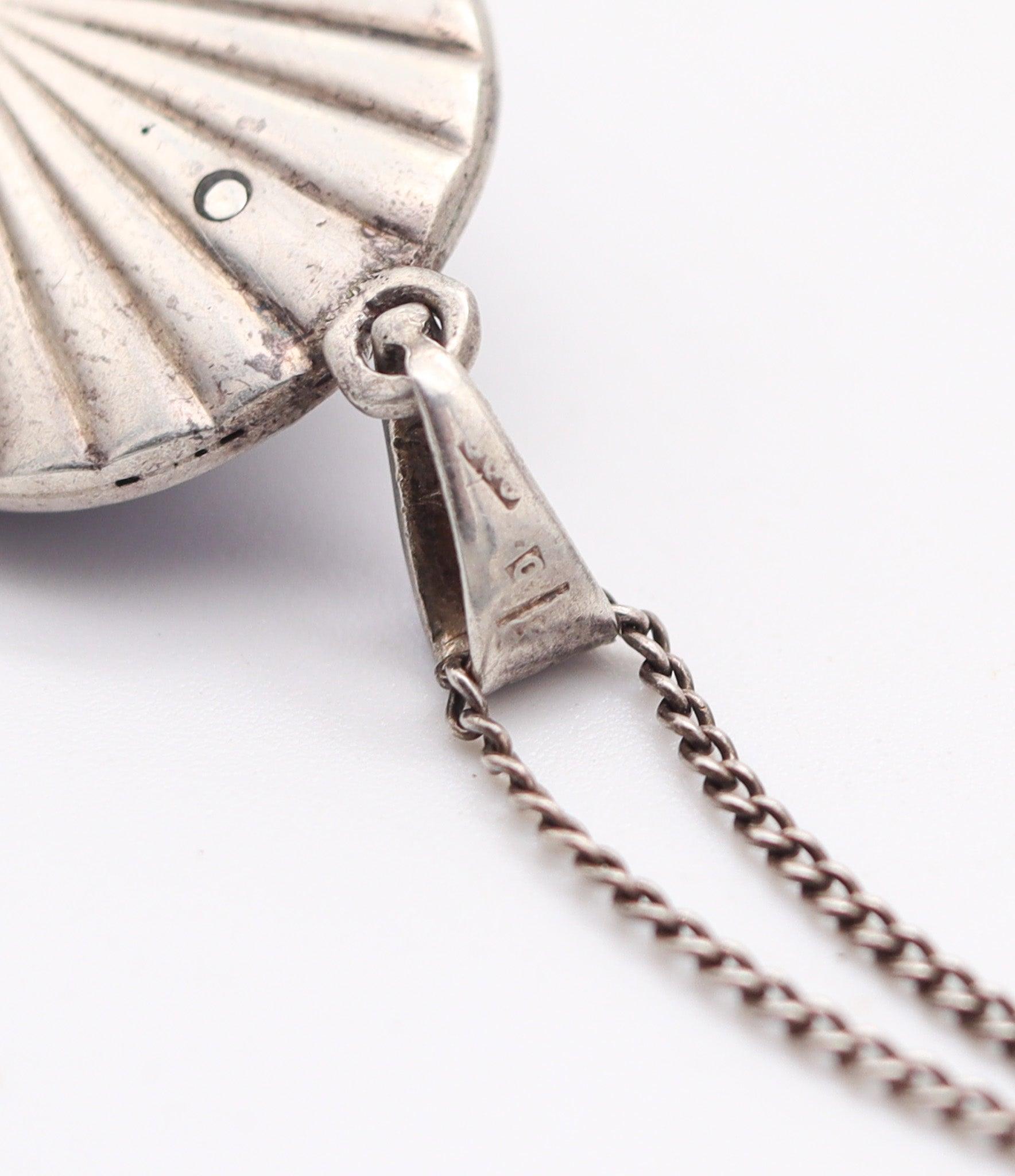 Georgiano Collana GEORGIANA 1820 in argento smaltato bianco e blu con marcasite in vendita