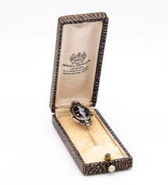 Georgian 1820 Enameled Pin of a Playful Putti 18kt Gold with European Diamonds