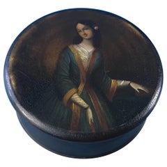 Georgian 1820 painted papier-mâché table snuff box