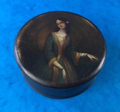 Georgian 1820 painted papier-mâché table snuff box
