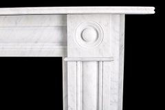 Georgian 1840 Style Bullseye Fireplace Mantel in Italian White Carrara Marble