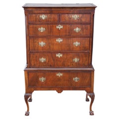 Georgian 18th Century and Later Figured Walnut Chest of Drawers on Stand