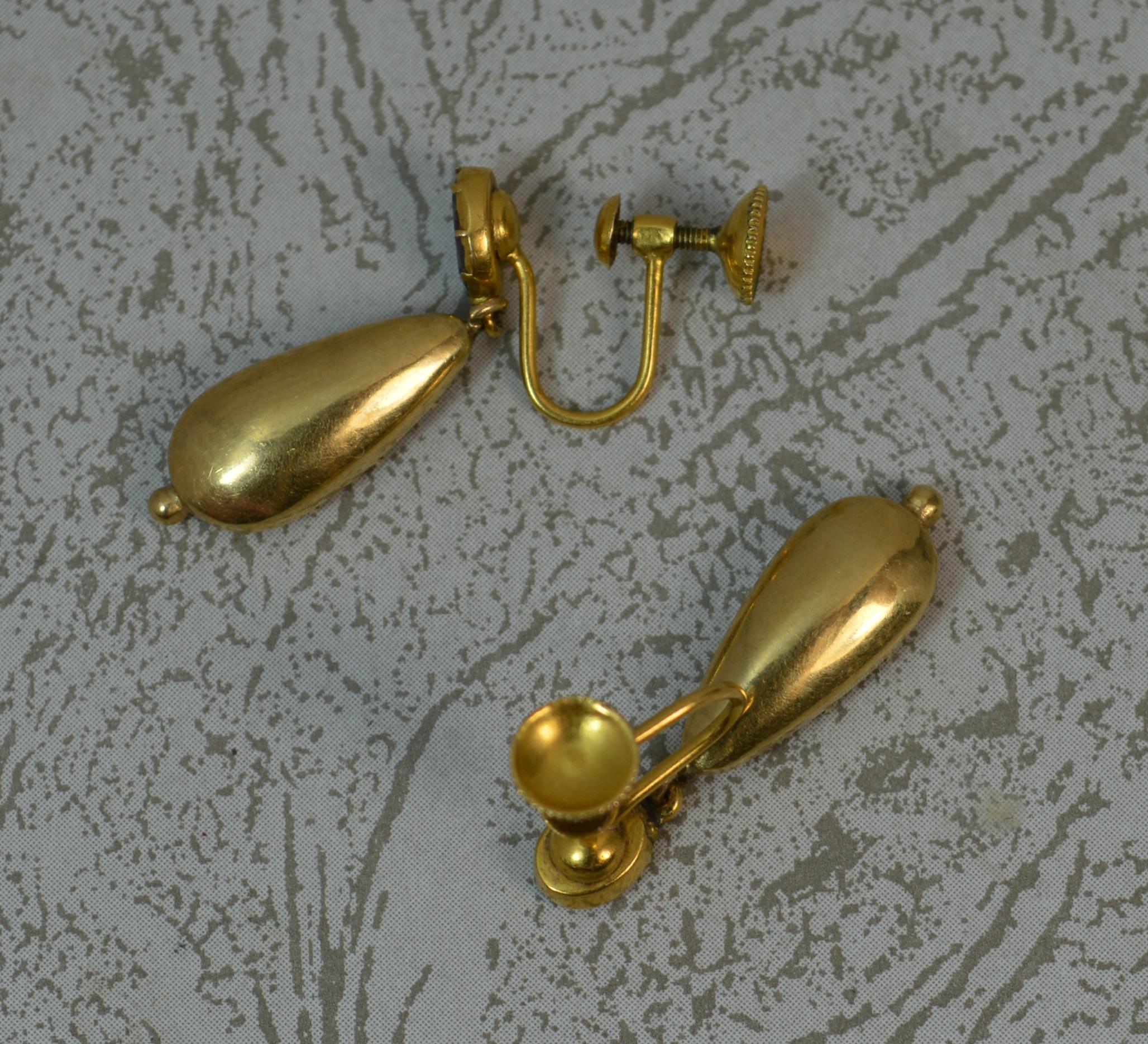 garnet drop earrings gold