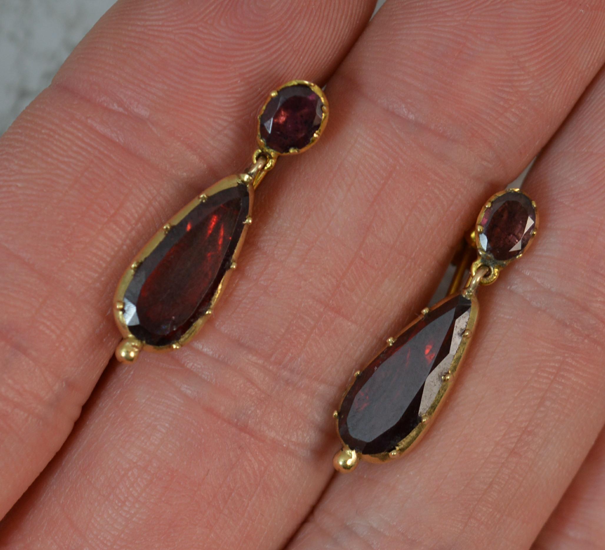 garnet leverback earrings