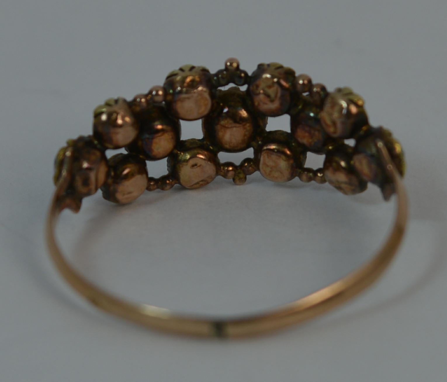 Georgian 18 Carat Gold Green Paste and Garnet Cluster Stack Ring, circa 1780 In Fair Condition In St Helens, GB