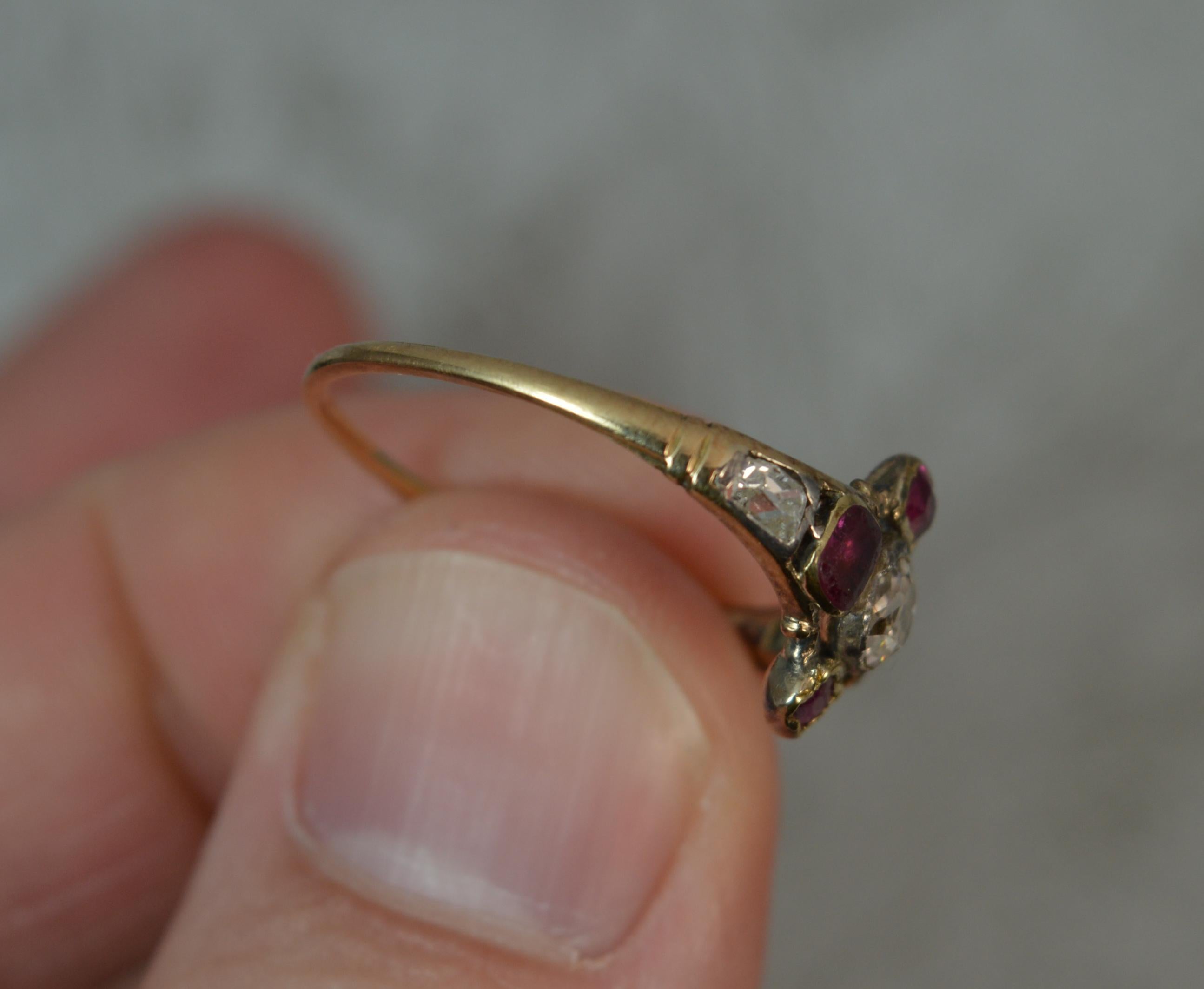 Georgian 18 Carat Gold Table Cut Diamond Ruby Ring 1