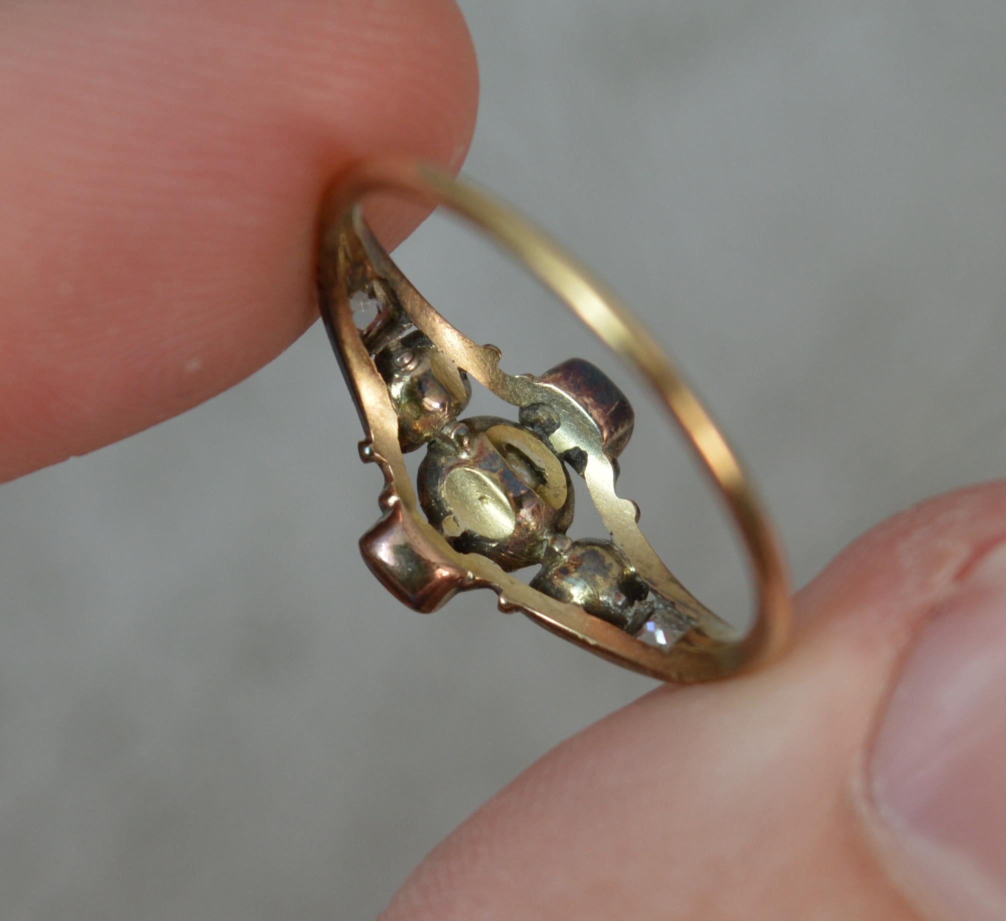 Georgian 18 Carat Gold Table Cut Diamond Ruby Ring 2