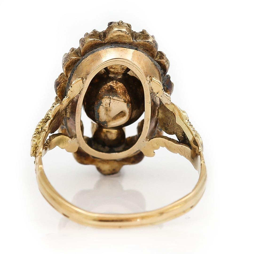 Georgian 18ct Gold Yellow Topaz and Emerald Navette Cluster Ring, Circa 1815 1