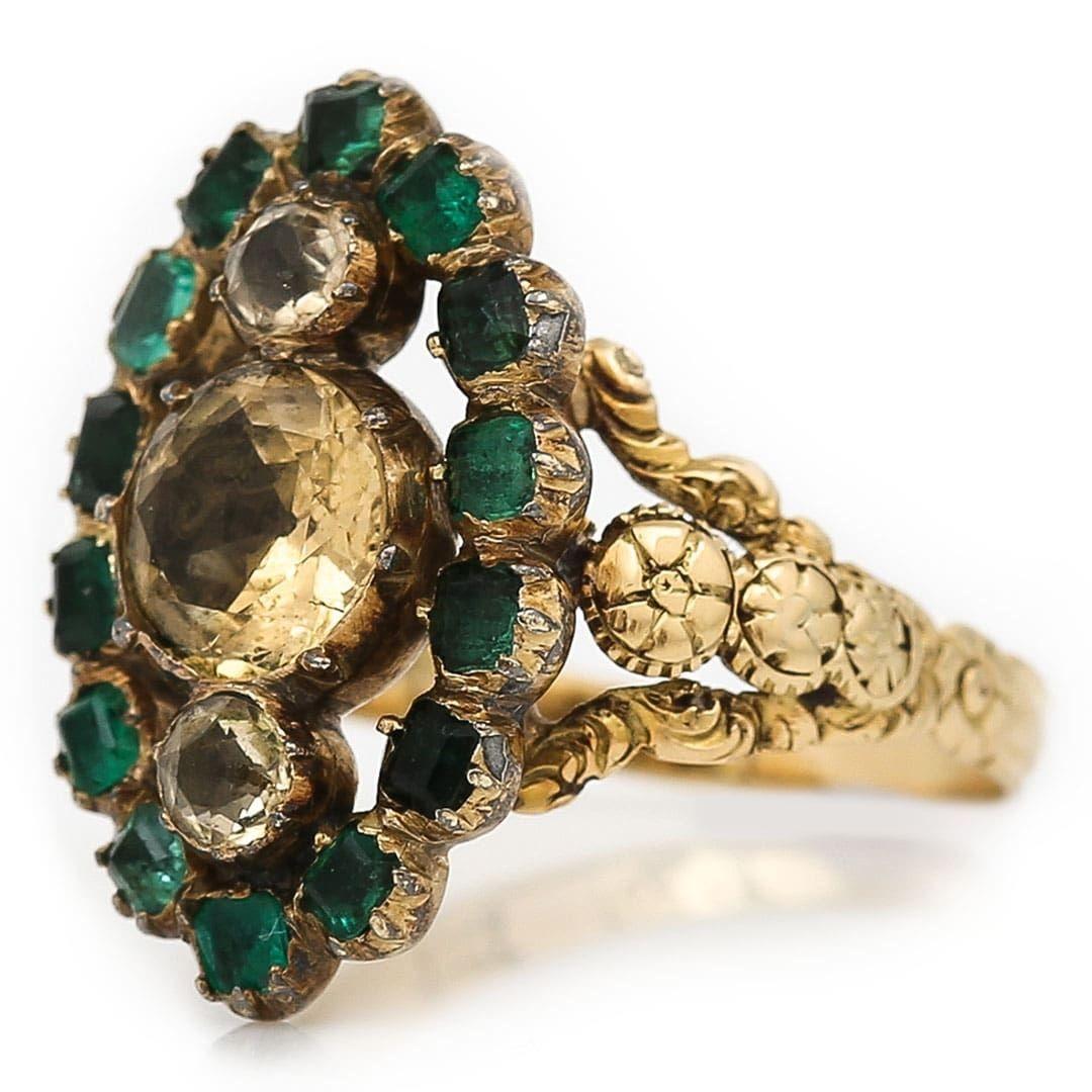 yellow topaz and emerald ring