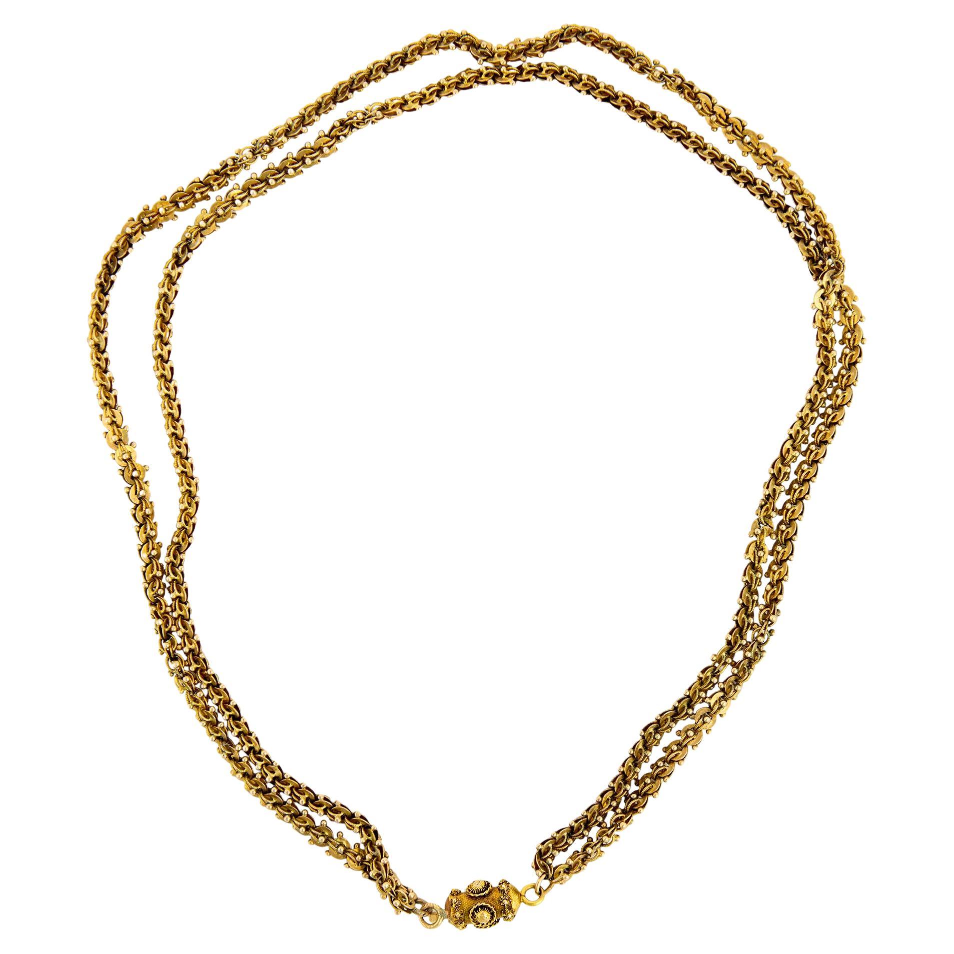 Georgian 18k Double-Strand Chain Necklace 19" For Sale