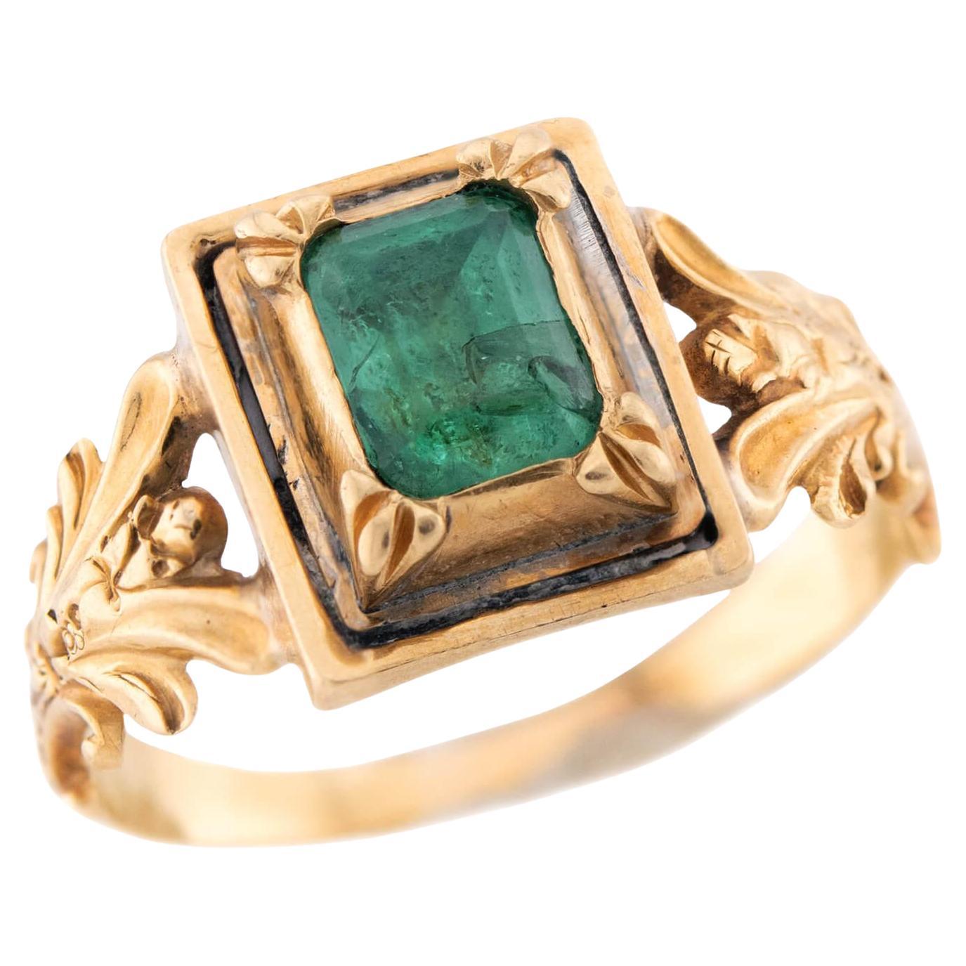 Bague géorgienne en émeraude 18k en vente