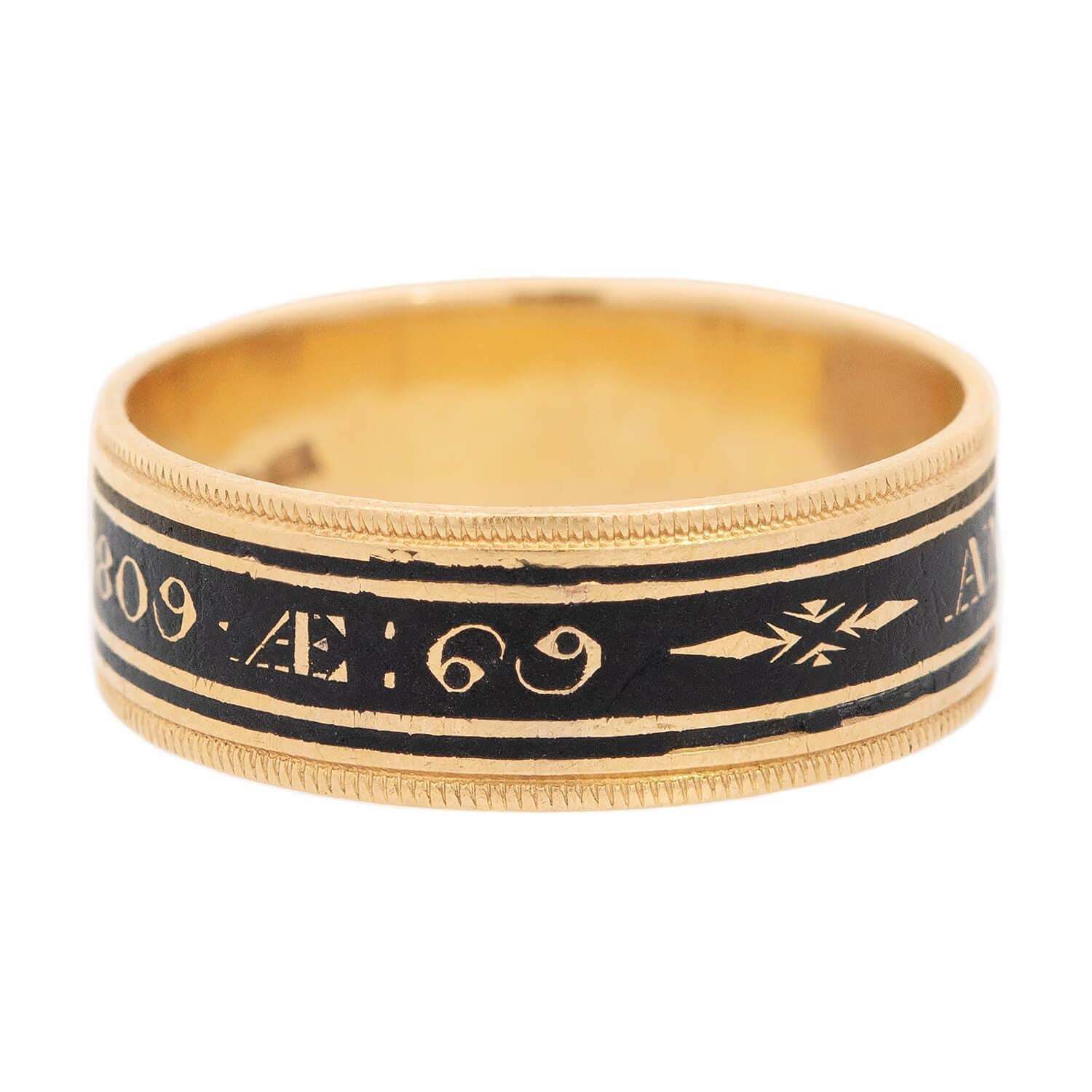 Georgian 18k Enamel Wedding Band im Zustand „Gut“ im Angebot in Narberth, PA
