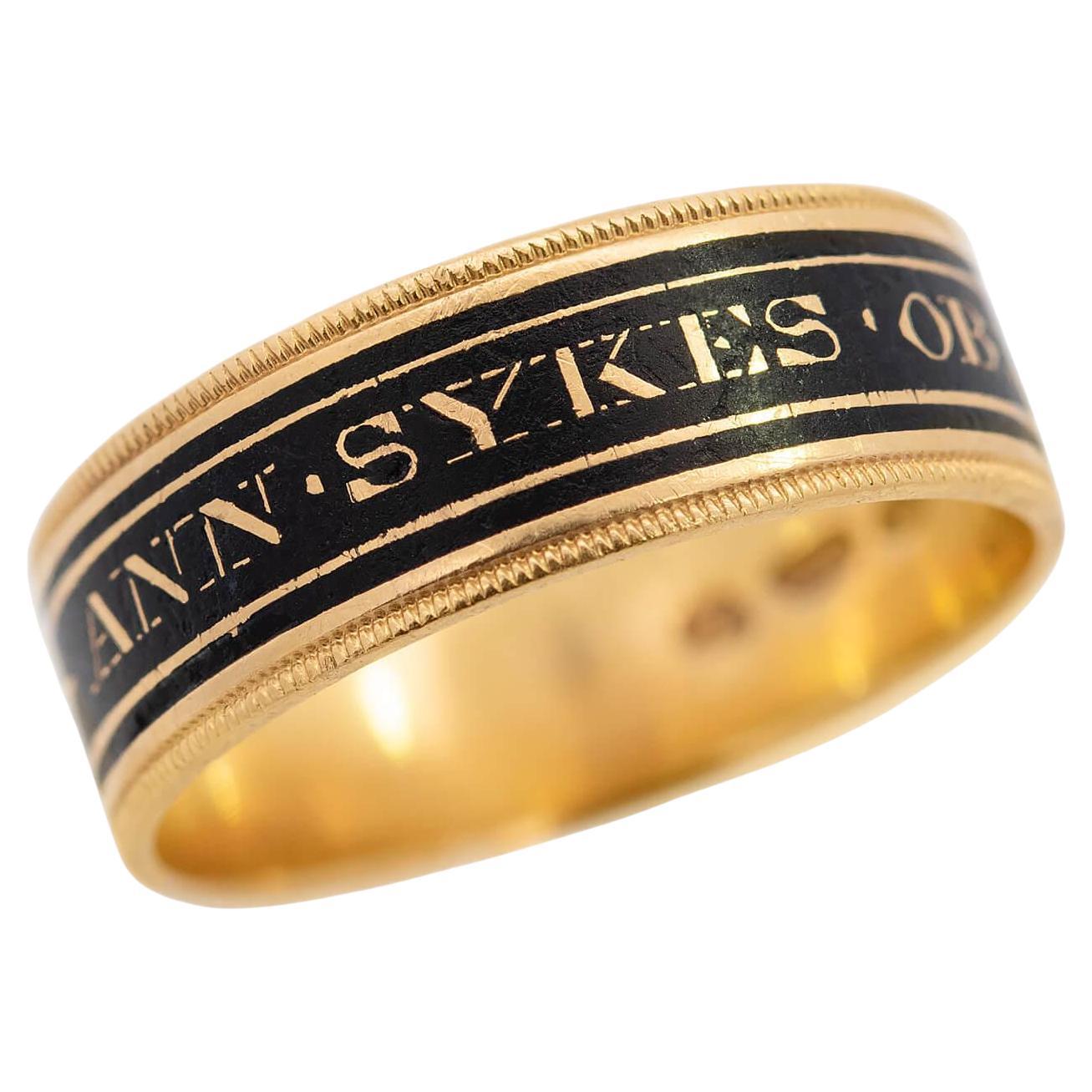 Georgian 18k Enamel Wedding Band im Angebot