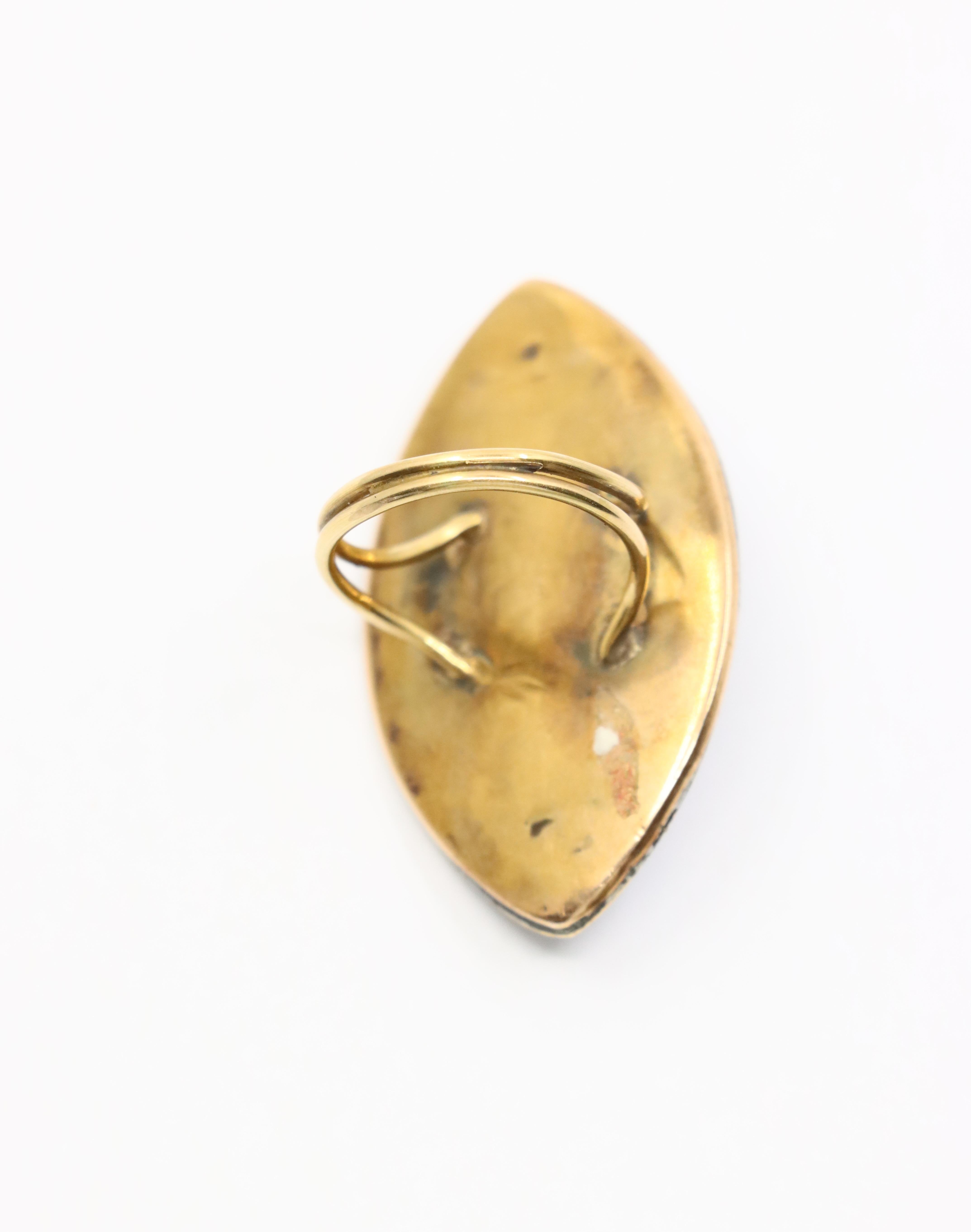 Women's Georgian 18K  Gold Blue Enamel Diamond Ring For Sale
