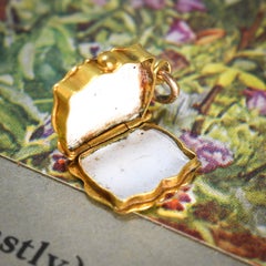 Georgian 18k Gold Enamelled Miniature Purse Locket Charm, Circa 1750