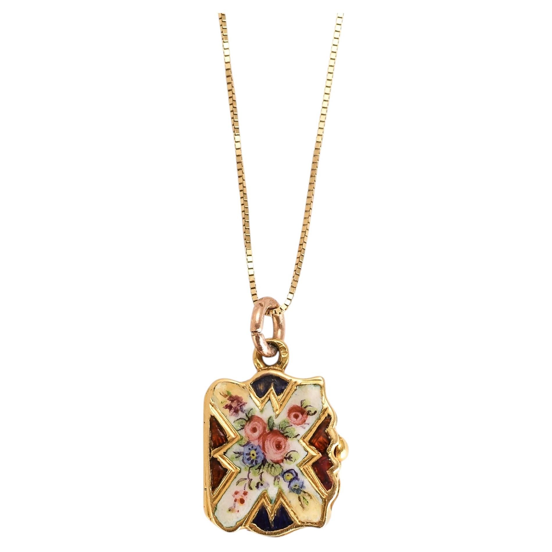 Georgian 18k Gold Enamelled Miniature Purse Locket Charm, Circa 1750