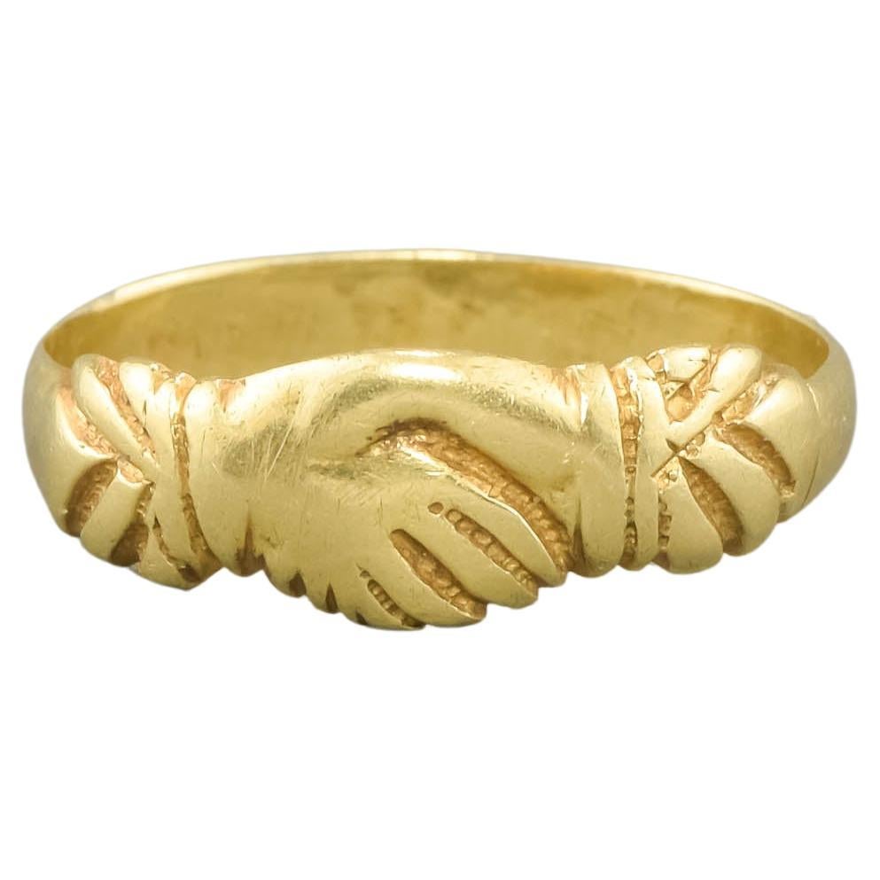 Georgian 18k Gold Fede Ring For Sale