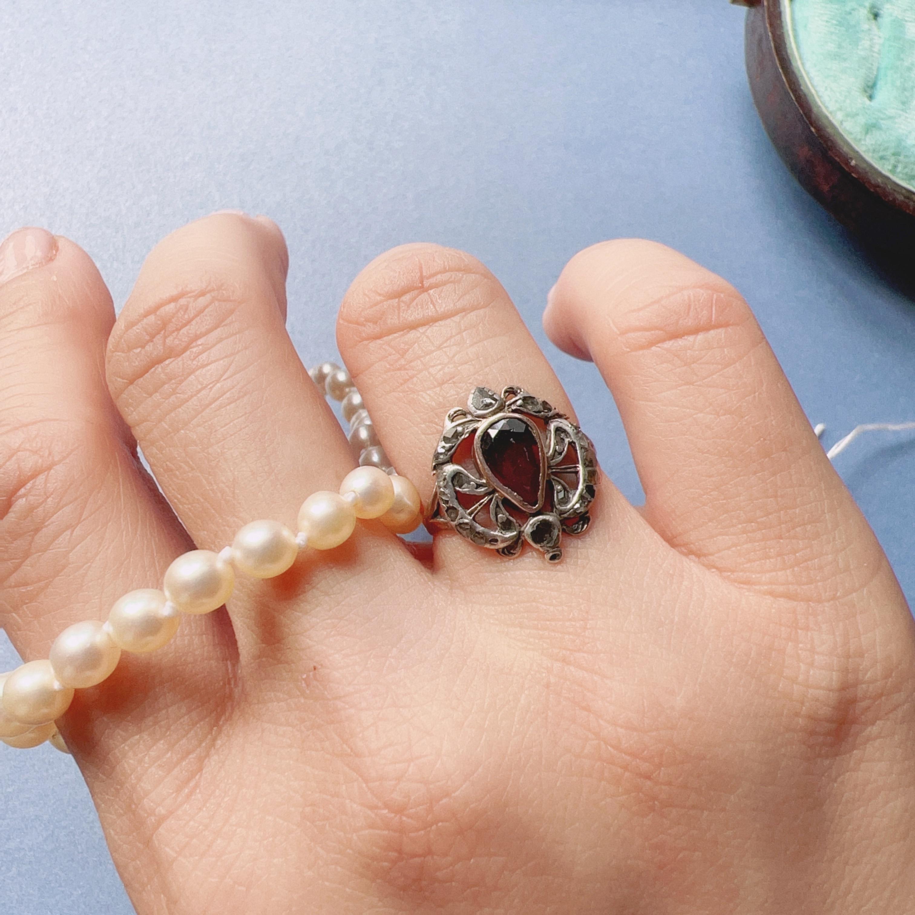 Georgianischer 18 Karat Gold Granat Herz-Diamant-Ring, sentimentaler Ring, romantischer Ring, Geschenk im Angebot 1