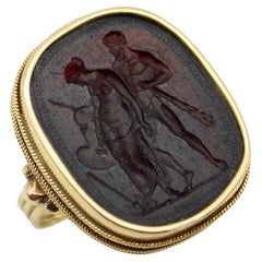 Georgian 18K Gold Hercules and Omphale Tassie Intaglio Ring