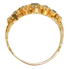 Georgian 18k Gold Regency Tourmaline, Emerald & Diamond Cluster Ring, Circa 1820