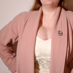 Georgian 18K Gold Seed Pearl & Cobalt Blue Enamel Interlocked Rings Brooch