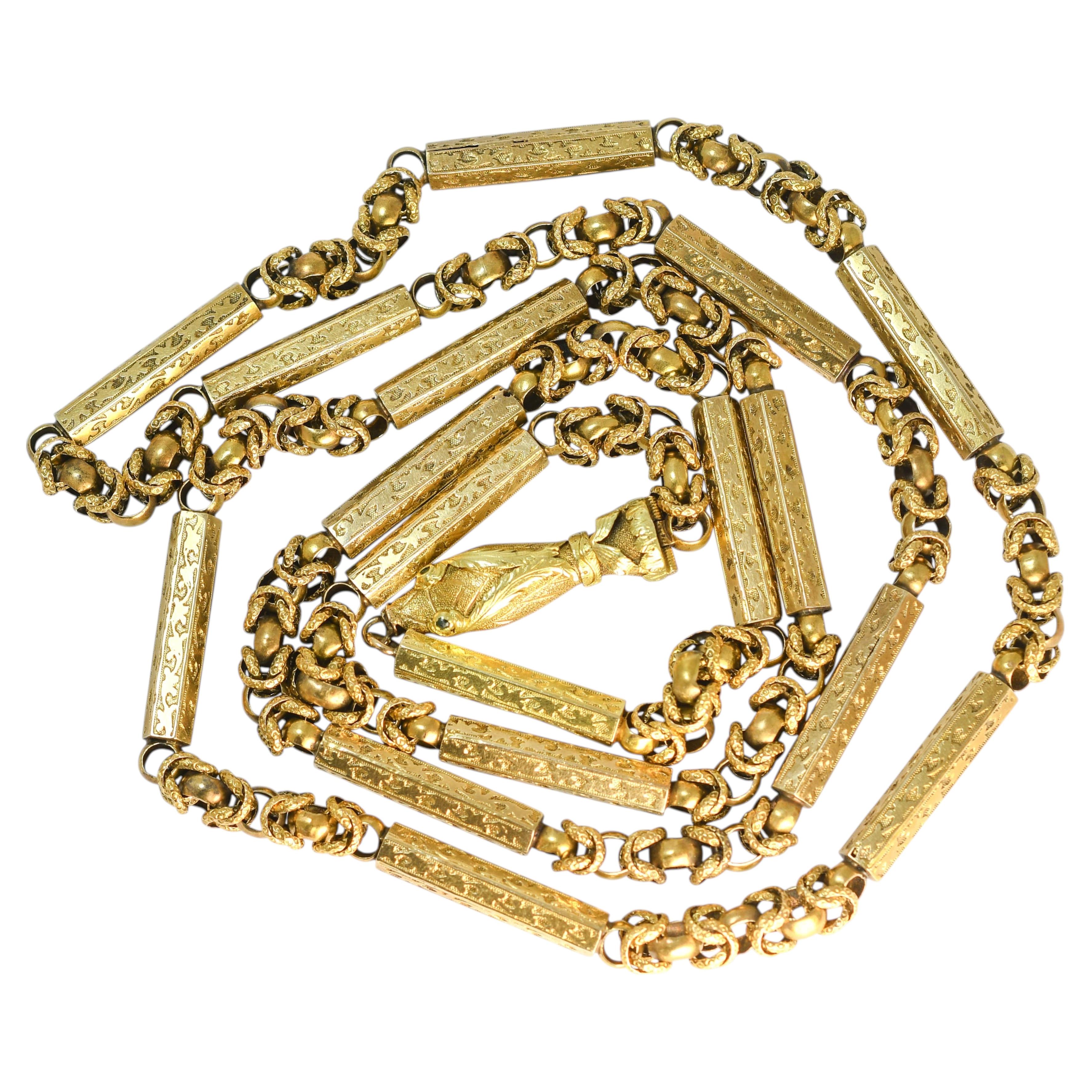 Cadena de serpiente georgiana de oro de 18 quilates, circa 1830 en venta