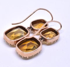Georgian 18 Karat Pendent Drop Citrine Earrings