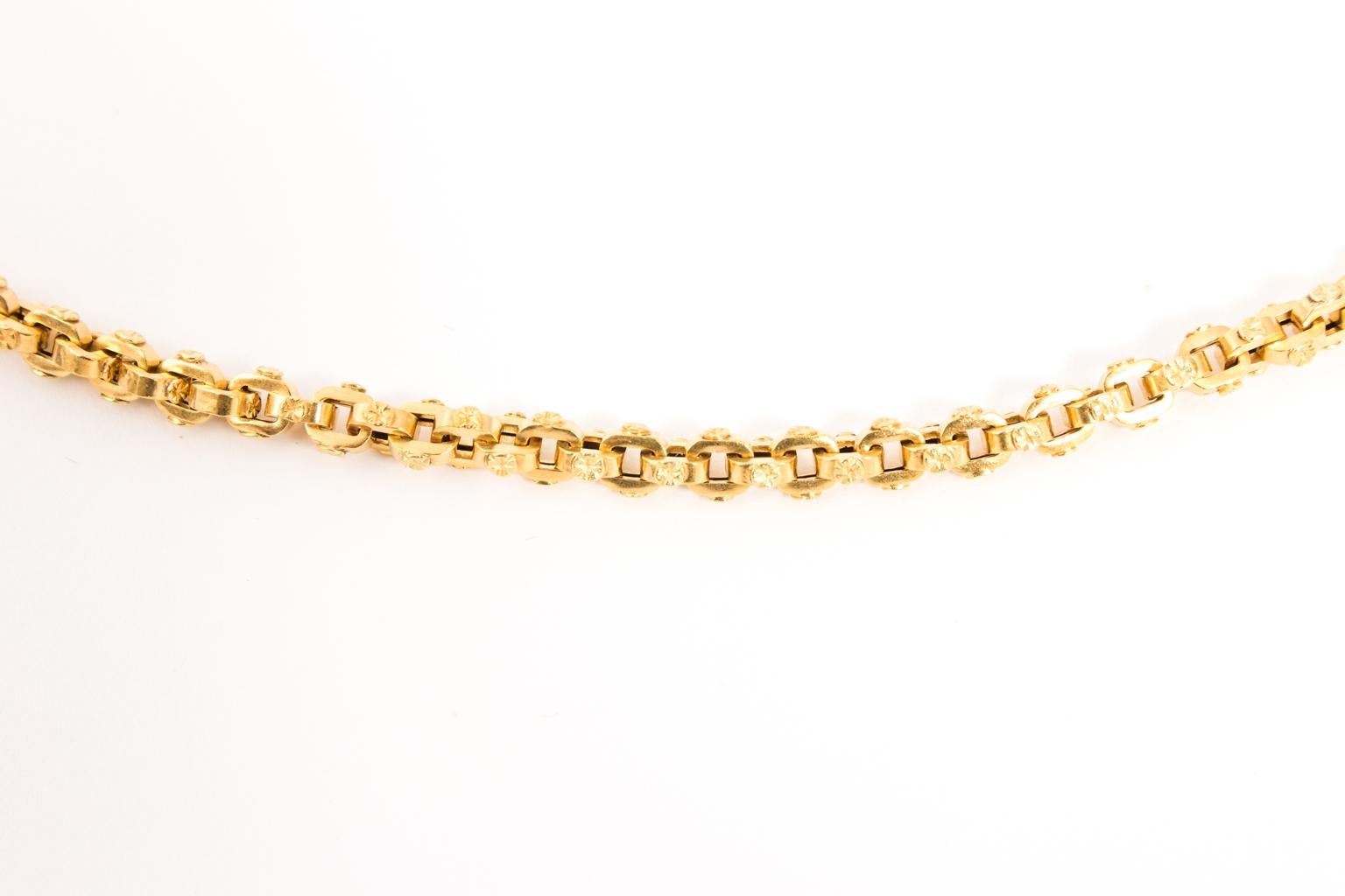 Women's Georgian 18 Karat Yellow Gold Long Muff Chain For Sale