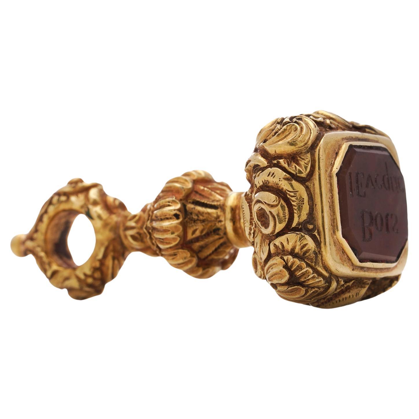 Georgiano Sigillo georgiano in oro 18kt con incastonatura di corniola in vendita