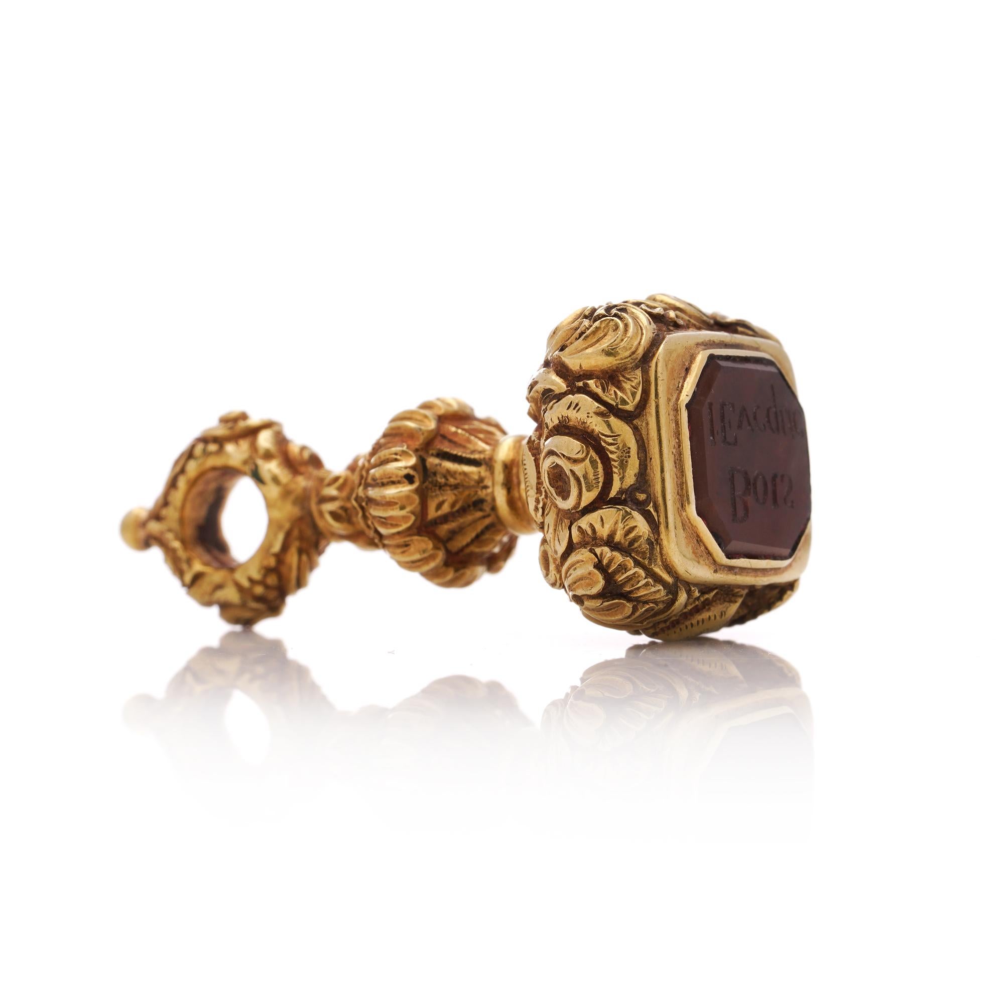 Sigillo georgiano in oro 18kt con incastonatura di corniola in vendita 4