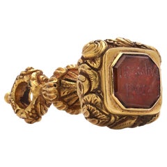 Georgian 18kt gold seal set with a carnelian intaglio 