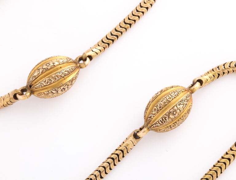 George III Georgian 18Kt Snake Chain with Melon Links For Sale