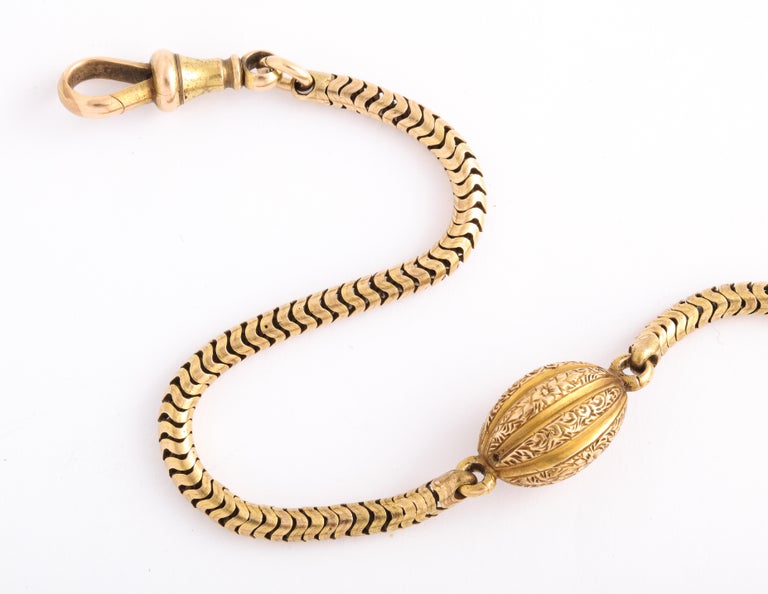 Georgian 18Kt Snake Chain with Melon Links For Sale 1
