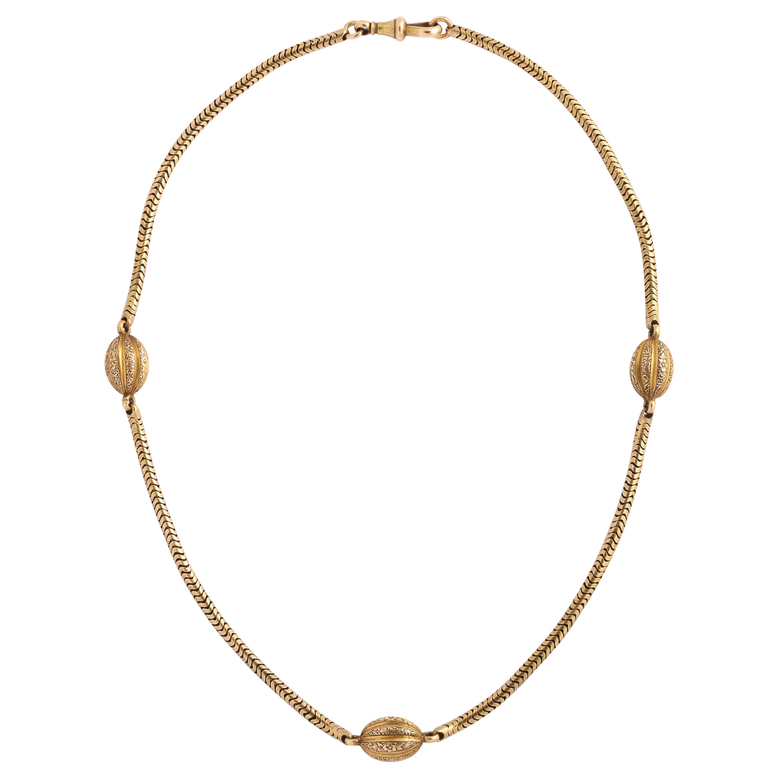 Georgian 18Kt Snake Chain with Melon Links