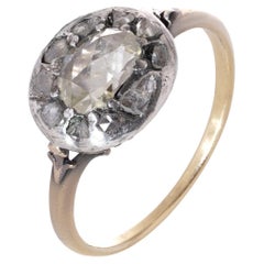 Georgisches 18kt. Gelbgold und Silber  von Diamanten im Rosenschliff  Cluster-Ring