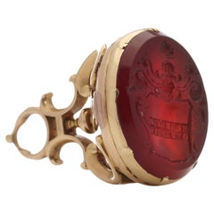 Georgian 18kt Yellow Gold Carnelian Intaglio Seal Fob/Pendant