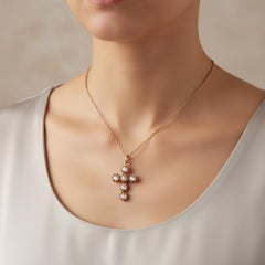 Georgian 18kt yellow Gold Pendant Cross with 1.85 CTS in Diamonds