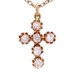 Georgian 18kt yellow Gold Pendant Cross with 1.85 CTS in Diamonds