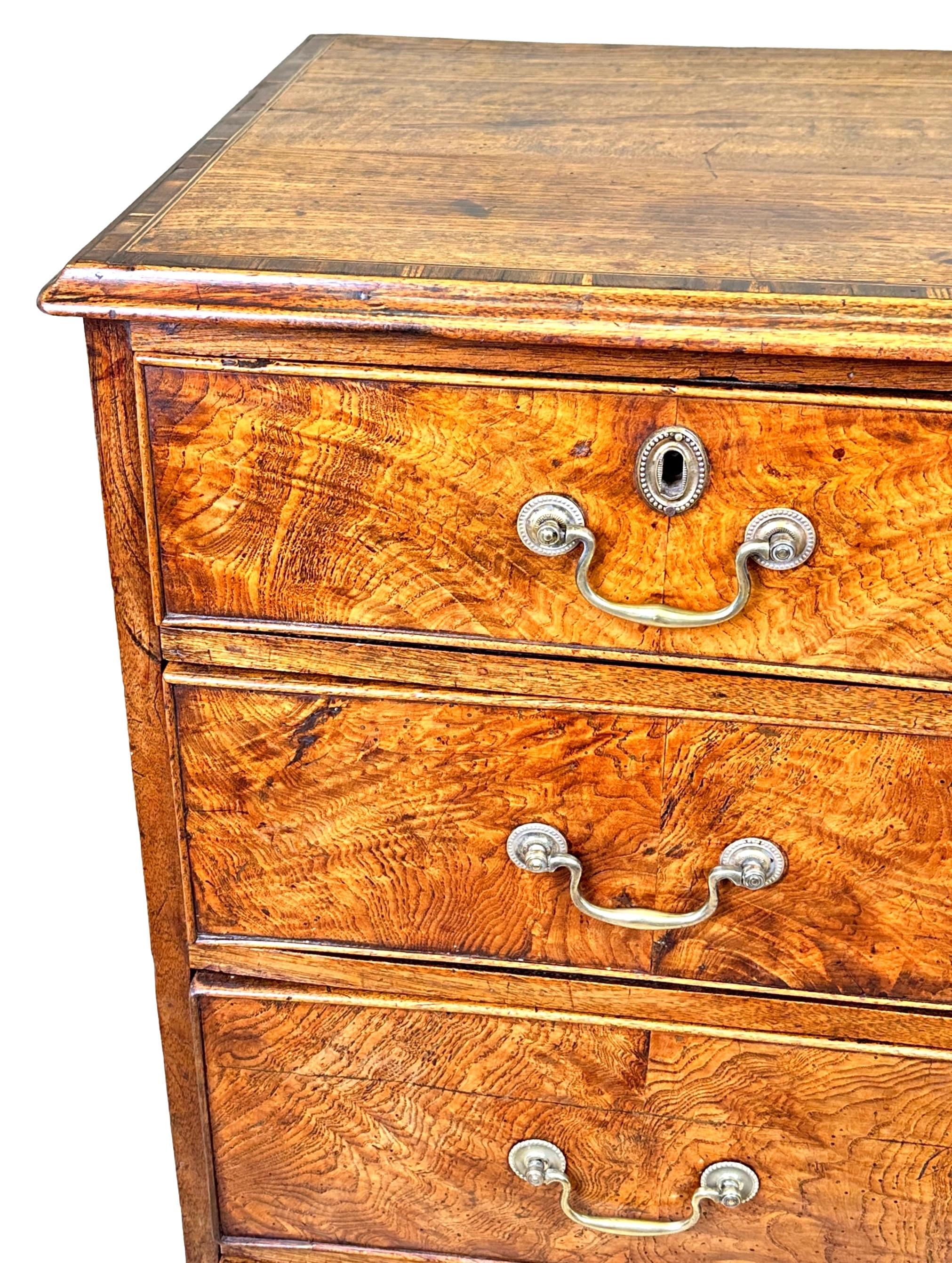 English Georgian 18th Century Elm Chest Of Drawers For Sale