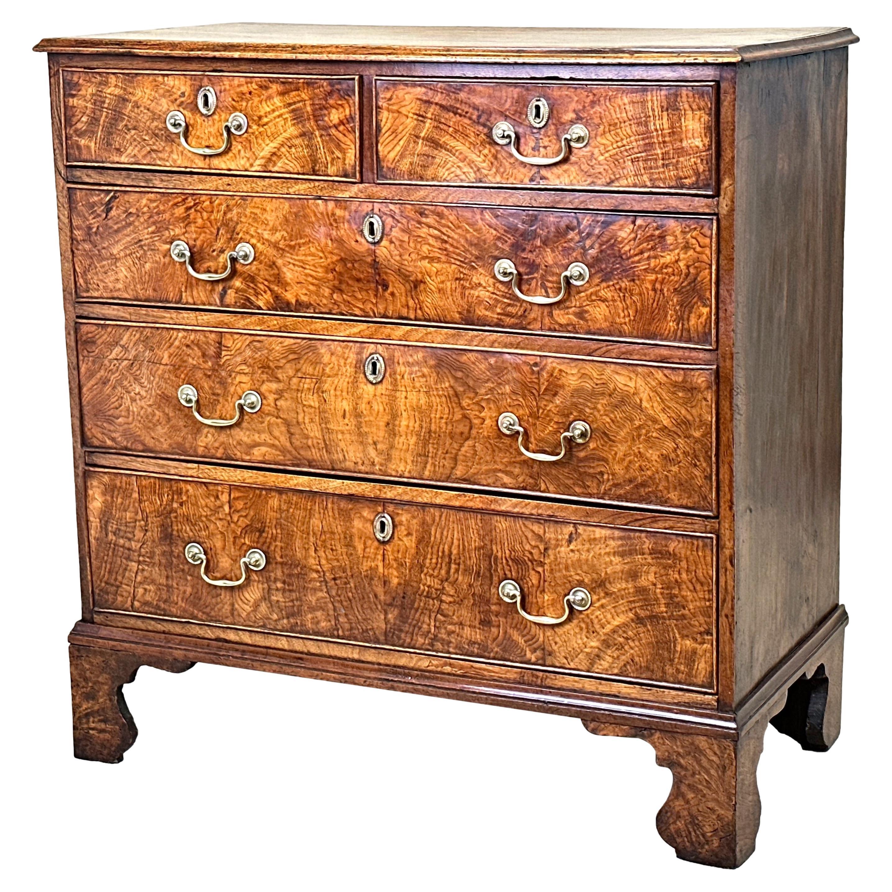 Georgian 18th Century Elm Chest Of Drawers For Sale