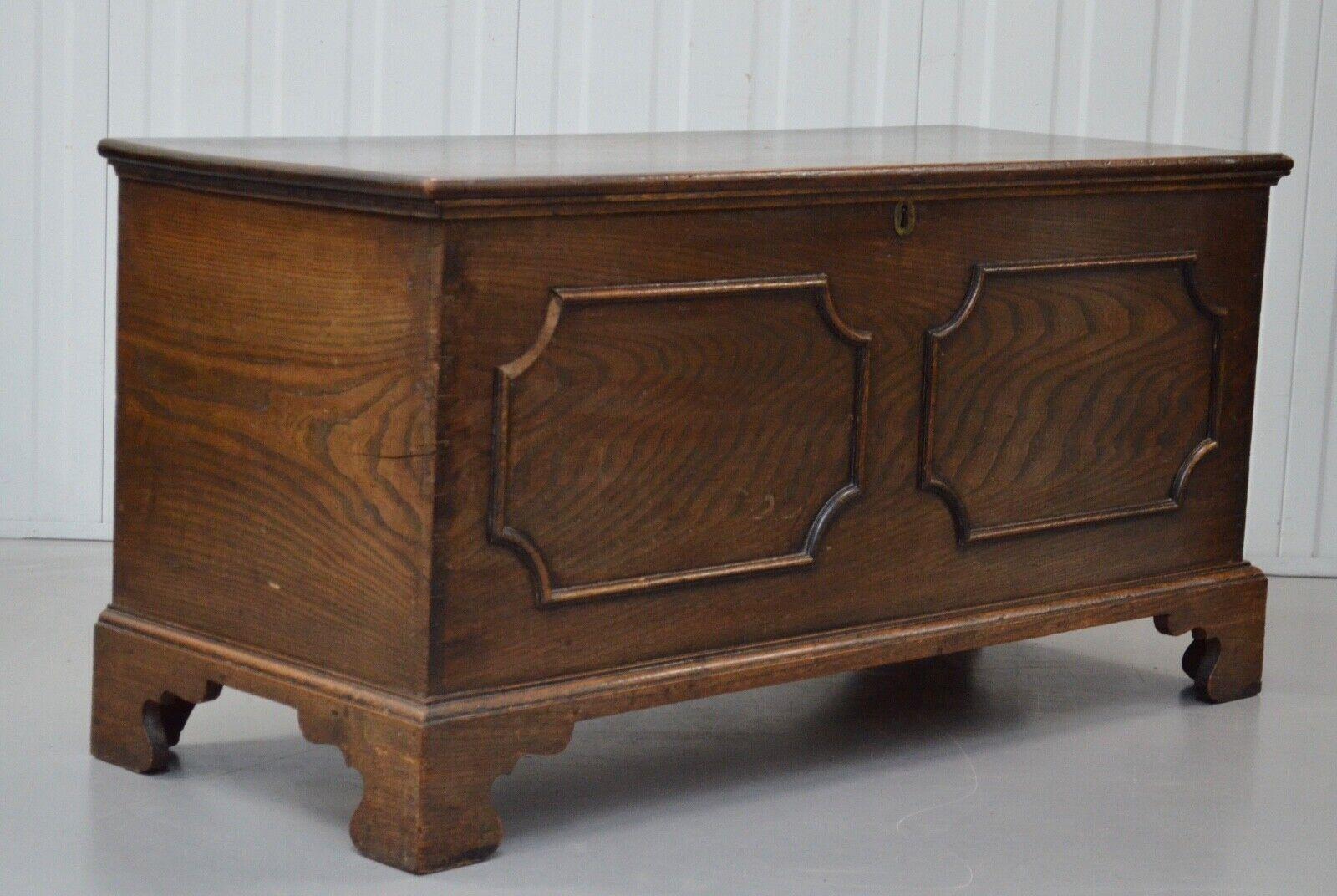 Georgian 18th Century Elm Coffer, Chest, Blanket Box, Trunk with a Hinged Lid For Sale 5
