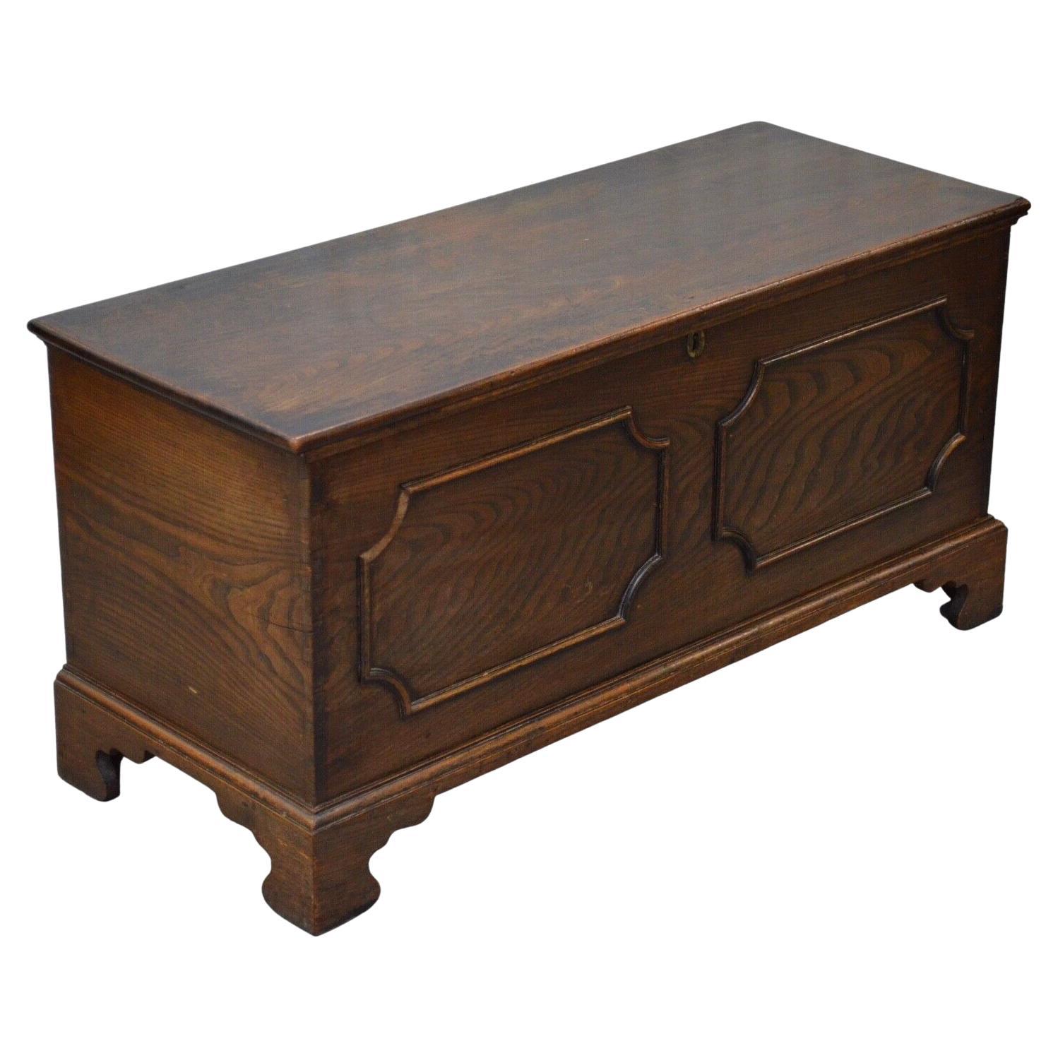 Georgian 18th Century Elm Coffer, Chest, Blanket Box, Trunk with a Hinged Lid