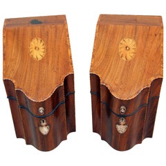 Georgian 18th Century Mahogany Pair Of Cutlery Knife Boxes